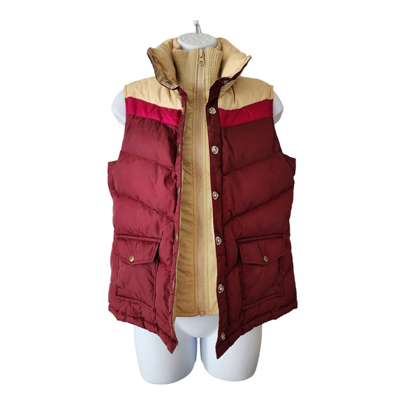 Vintage Old Navy Burgundy Down Puffer Vest Women's Size Small - Picture 8 of 8